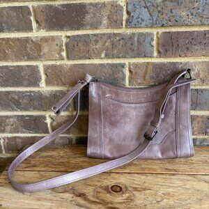Frye Melissa Leather Top Zip Crossbody Bag Smokey Lavender
